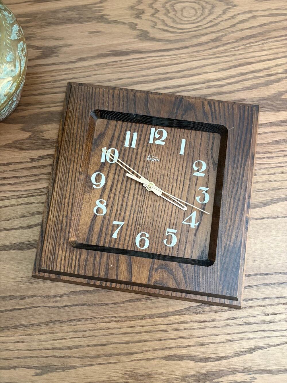 Vintage Midcentury Wood Wall Clock By Empire Battery Clock